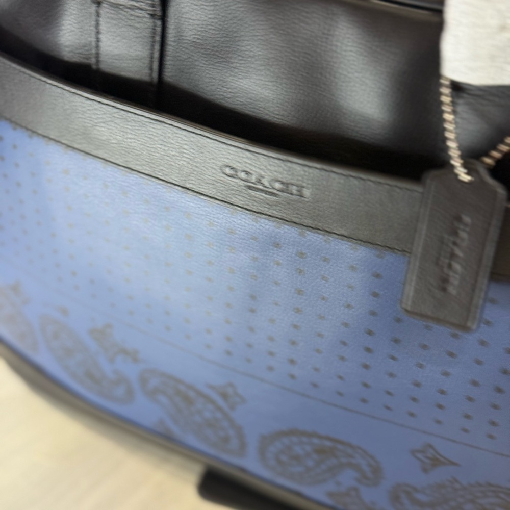 Coach Hamilton Blue and Black Paisley Leather Briefcase - Picture 4 of 13